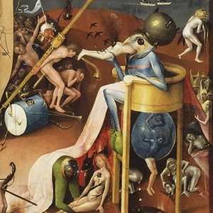 Bosch the Prince of Hell with a cauldron on his head
